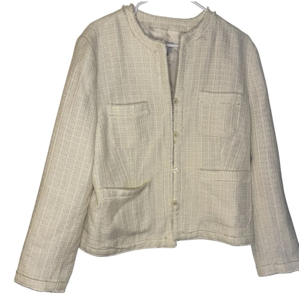 Jaclyn Smith Textured Cream Shimmer Blazer Size 16
